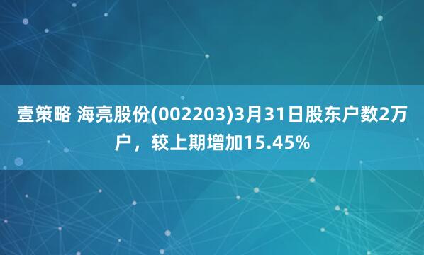 壹策略 海亮股份(002203)3月31日股东户数2万户,较上期增加15.45%
